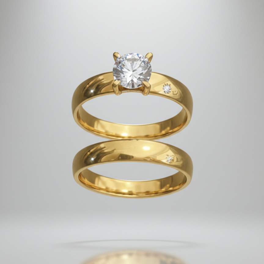 Anillos de compromiso color oro y plata 