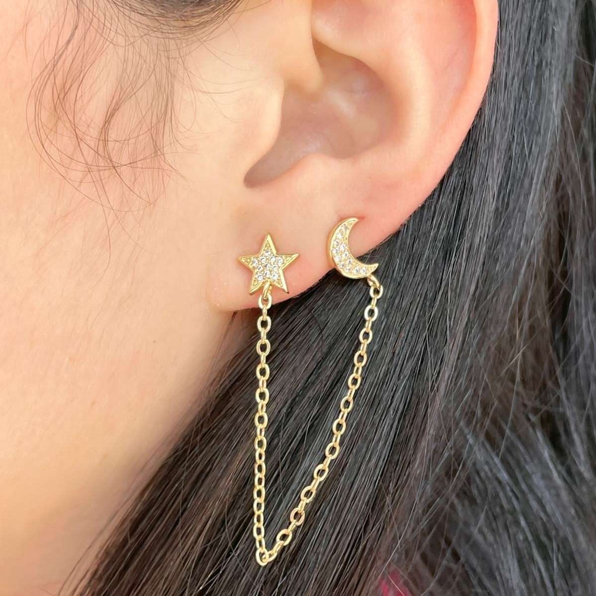 Aretes solitario color oro